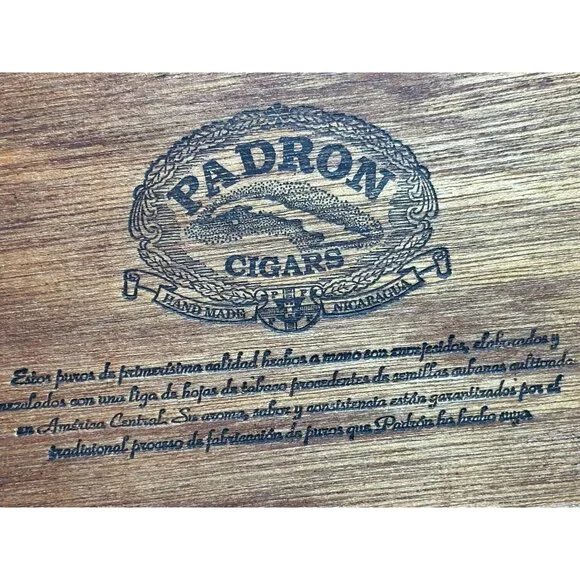 Padron Cigars Wooden Box Hinged Lid Delicias Branding Nicaragua's finest - Picture 5 of 6